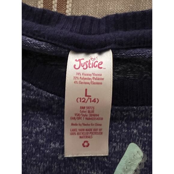 Justice Girls Hacci Long Sleeve Graphic Top, Size L 12/14 - Picture 3 of 3